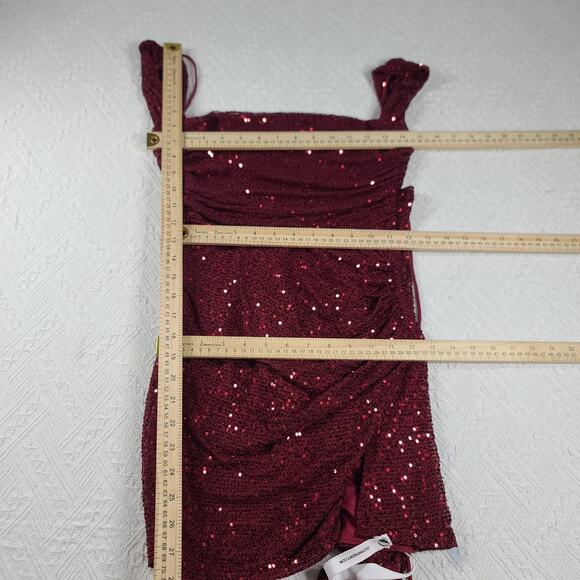 Lucy in the Sky Sequin bodycon mini red dress Size XS Holiday Party Festival - Picture 8 of 12